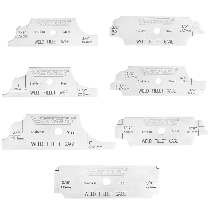 VASTOOLS Fillet Weld Gauge,Stainless Steel 3.2mm-25.4mm 1/8''-1'',Permanently Etched Markings and Thickness for Professional Welders - Image 5